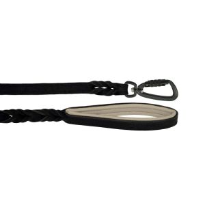 Braided leather guide made from genuine leather, 5mm thick, featuring leather backing – OD01002/120/20/BK/09/K15
