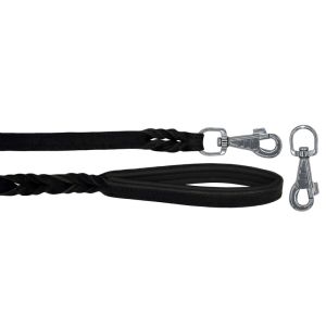 Braided leather guide made from genuine leather, 5mm thick, featuring leather backing – OD01002/150/20/BK/01/K03