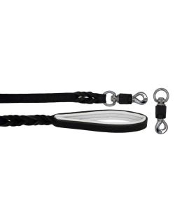 Braided leather guide made from genuine leather, 5mm thick, featuring leather backing - OD01002/150/20/BK/02/K07