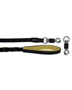 Braided leather guide made from genuine leather, 5mm thick, featuring leather backing - OD01002/150/20/BK/06/K07