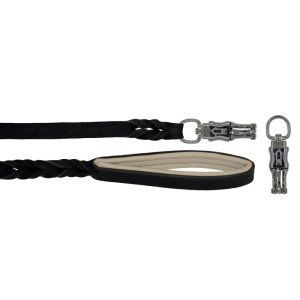 Braided leather guide made from genuine leather, 5mm thick, featuring leather backing – OD01002/150/20/BK/09/K09