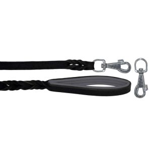 Braided leather guide made from genuine leather, 5mm thick, featuring leather backing – OD01002/150/20/BK/12/K03