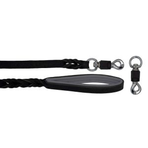 Braided leather guide made from genuine leather, 5mm thick, featuring leather backing – OD01002/150/20/BK/12/K07