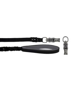 Braided leather guide made from genuine leather, 5mm thick, featuring leather backing - OD01002/150/20/BK/12/K09