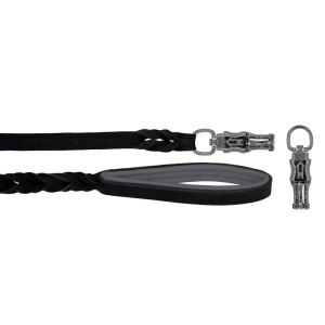 Braided leather guide made from genuine leather, 5mm thick, featuring leather backing – OD01002/150/20/BK/12/K09