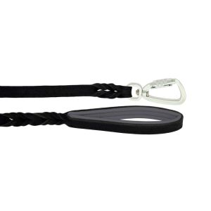 Braided leather guide made from genuine leather, 5mm thick, featuring leather backing – OD01002/150/20/BK/12/K14