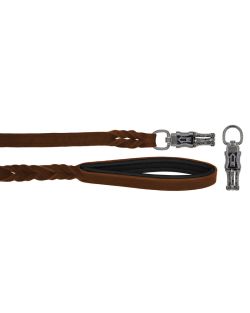 Correa trenzada de cuero auténtico de 5 mm de grosor. Incluye forro de cuero. - OD01002/150/20/BR/01/K09