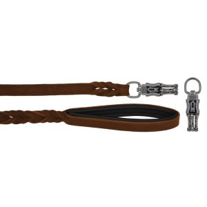 Braided leather guide made from genuine leather, 5mm thick, featuring leather backing – OD01002/150/20/BR/01/K09