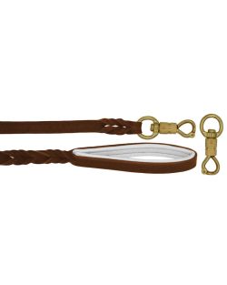 Braided leather guide made from genuine leather, 5mm thick, featuring leather backing - OD01002/150/20/BR/02/K08