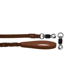 Braided leather guide made from genuine leather, 5mm thick, featuring leather backing - OD01002/150/20/BR/08/K07